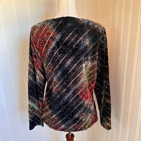 Vintage 90s/Y2K Boho Burnt Velvet Top M - Picture 8 of 8